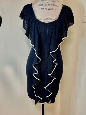 NEW Armani Exchange Knit Women's Dress Dark Blue Size S/P Stretchy/golden decor